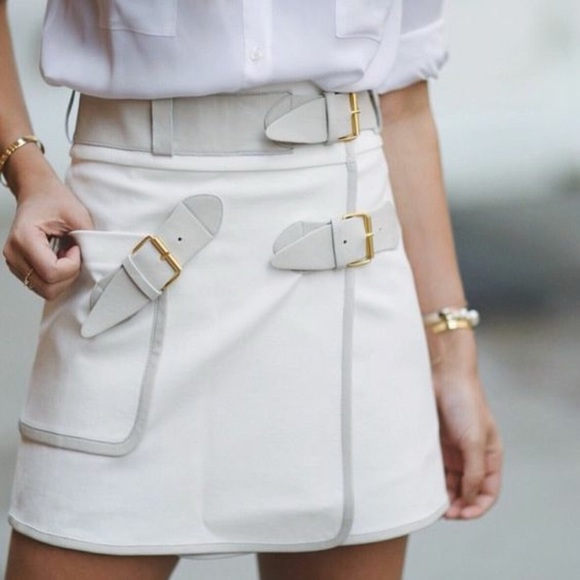 10 Crosby Derek Lam Dresses & Skirts - DEREK LAM Wrap Buckle Calf Leather Mini Skirt Size 6